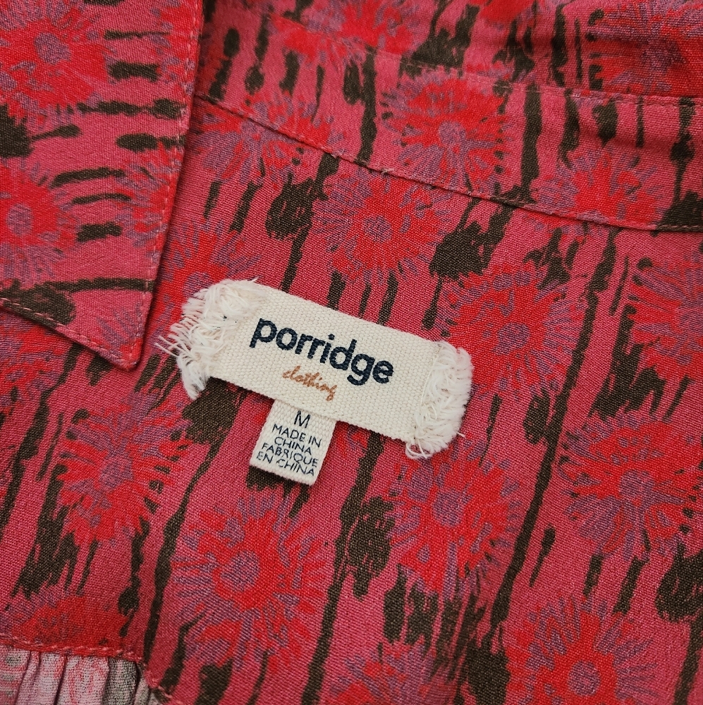 Porridge by Anthropologie Kat Buttondown Blouse Raspberry Pink Size M Women's - Picture 10 of 13